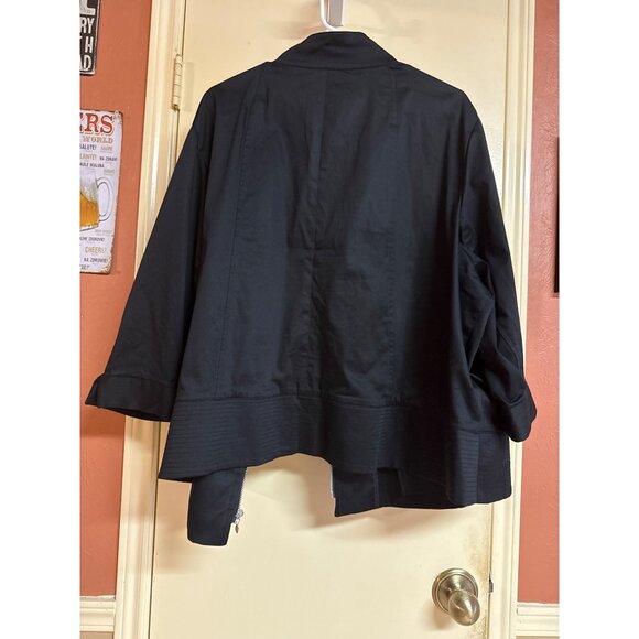 Plus Size Black Avenue Lightweight Jacket With Zip Pockets & Collar Made In Viet - Picture 2 of 4